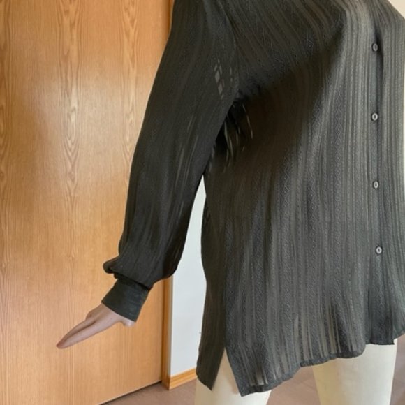 OLSEN COLLECTION Olive Green, Long Sleeved, TEXTURED SILK, Very Feminine Size 6 - Picture 5 of 11